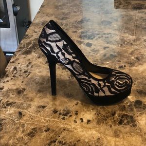 Lace black heels